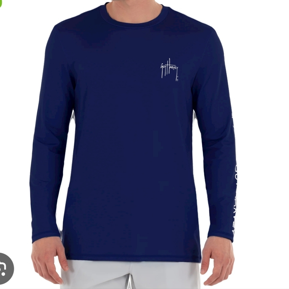 Guy Harvey - Core Solid Long Sleeve Sun Protection Navy Top